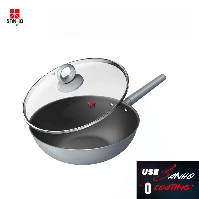 SANHE Non Stick Frying Pan & Wok with No Coating Iron Pot Uncoated Gas Stove Applicable