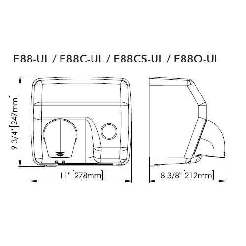 Saniflow® E88C-UL PUSH-BUTTON Hand Dryer - Steel Cover with Bright (Polished) Finish