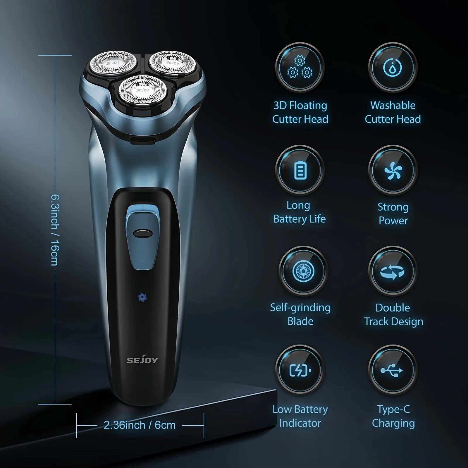 Sejoy Electric Razor for Men, Electric Face Shaver, Cordless Washable Rechargeable Shaving Machines, Fast Charging, best gift