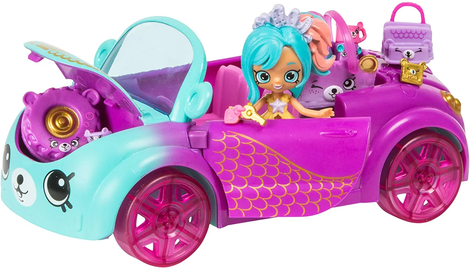 Shopkins Happy Places Mermaid Convertible Vehicle Fun Toy Car, Multicolor