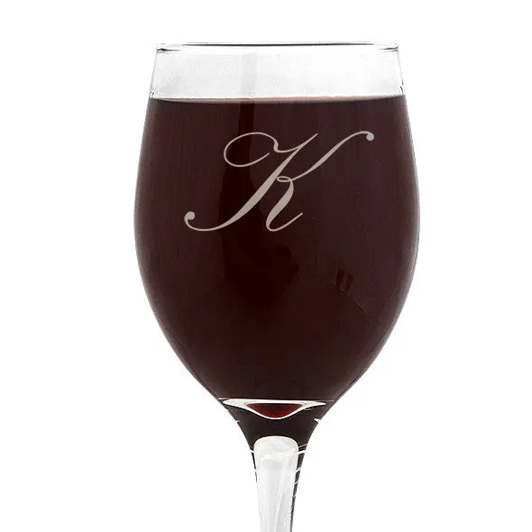 Single Initial Design Wine Glass