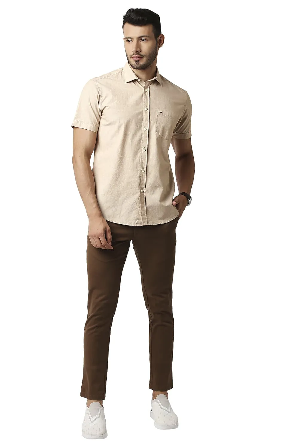 Slim Fit Fil-a-fil Halfsleeves Shirt