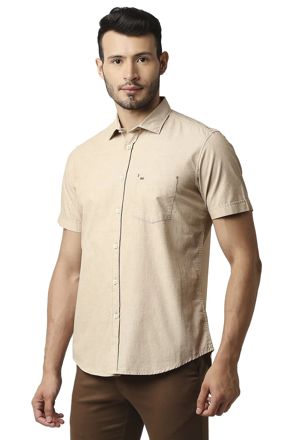 Slim Fit Fil-a-fil Halfsleeves Shirt