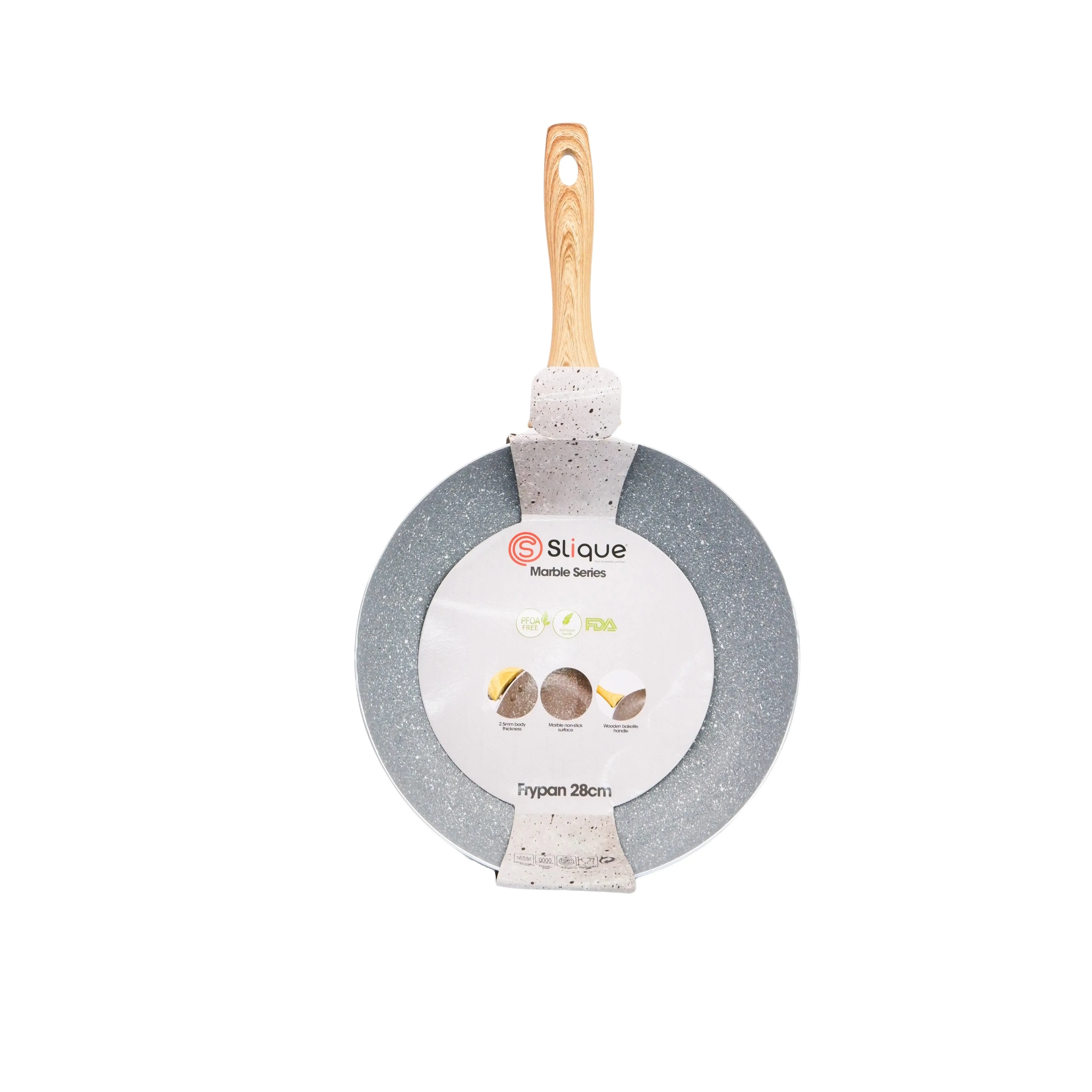 Slique Marble Series Fry Pan with Wooden Handle