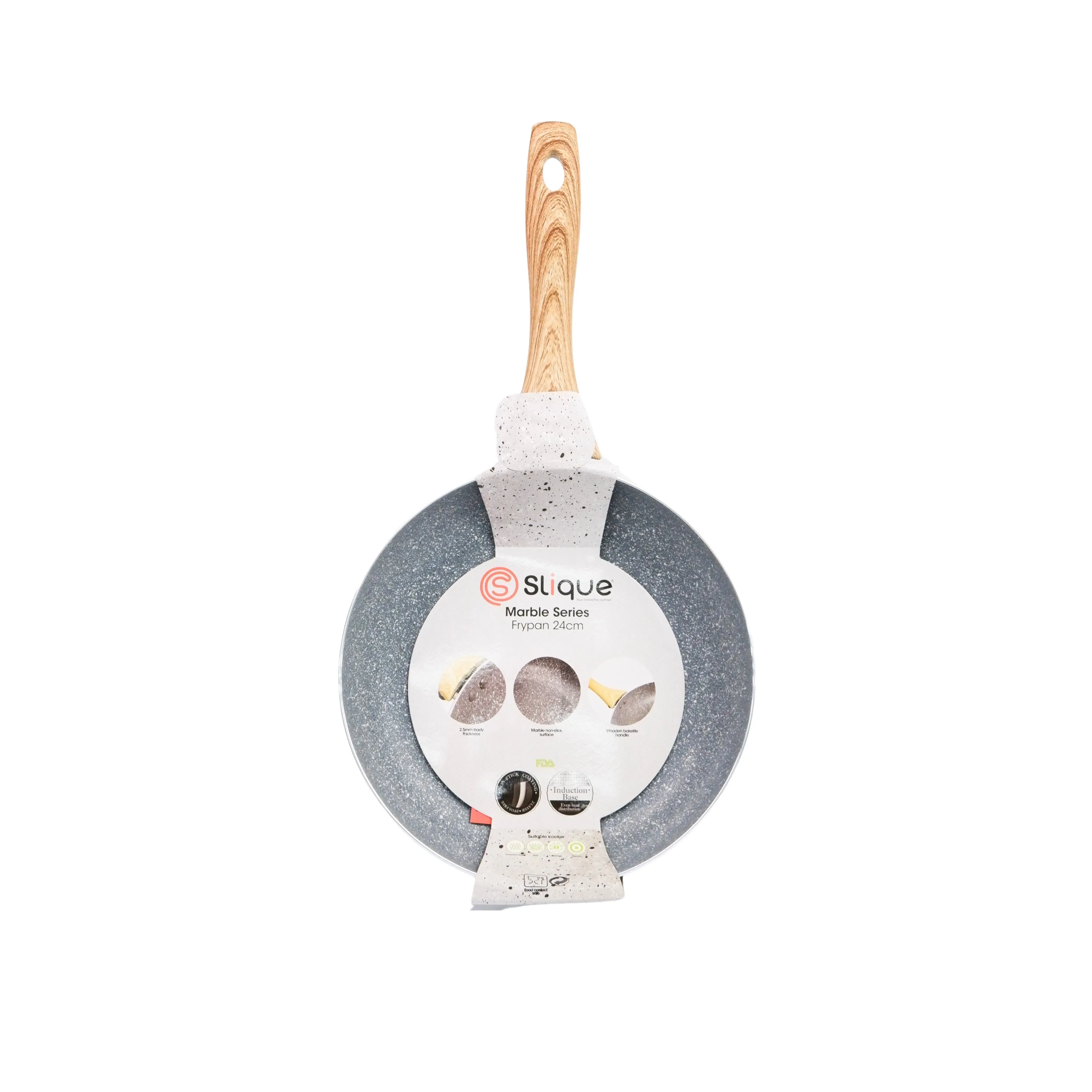 Slique Marble Series Fry Pan with Wooden Handle