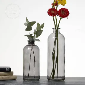 Smoky Grey Glass Bottle Vases