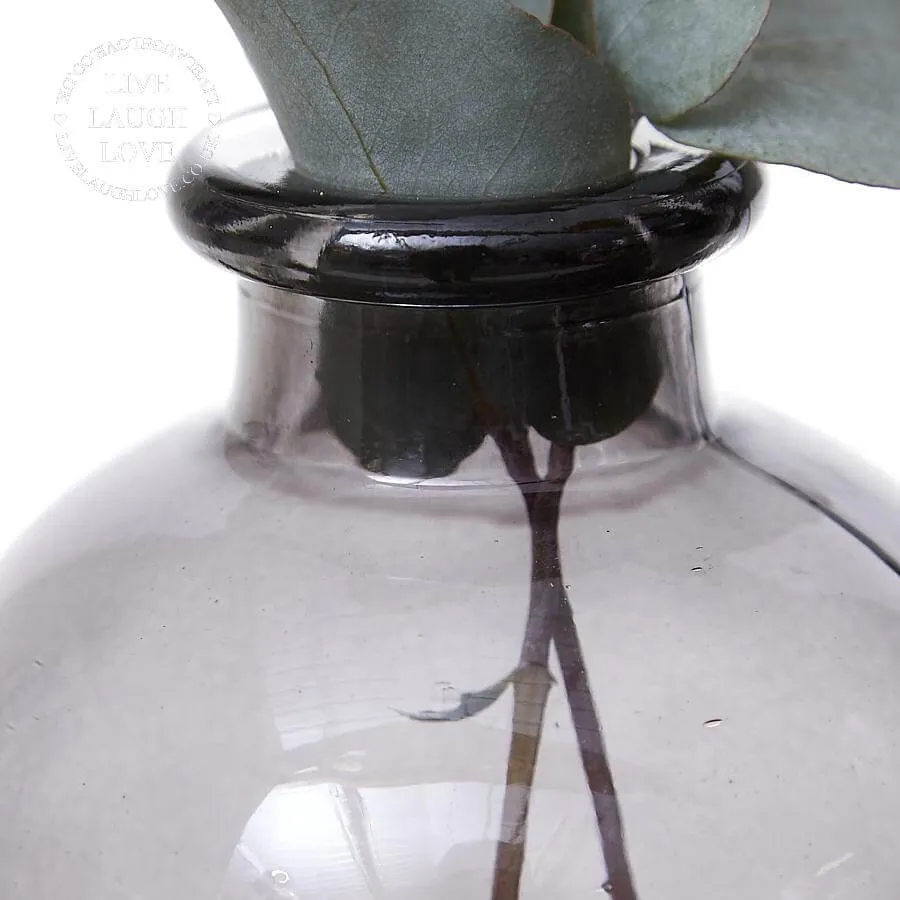 Smoky Grey Glass Bottle Vases