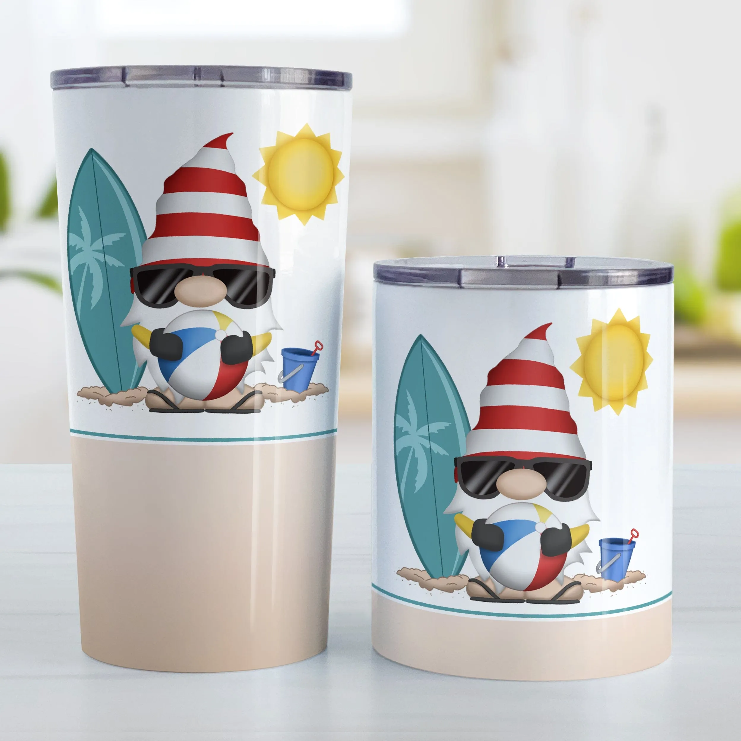 Summer Beach Gnome Tumbler Cup