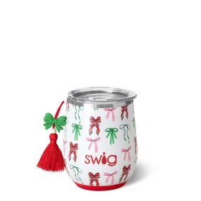 Swig 12 oz Wine Insulated cup Christmas hair bow