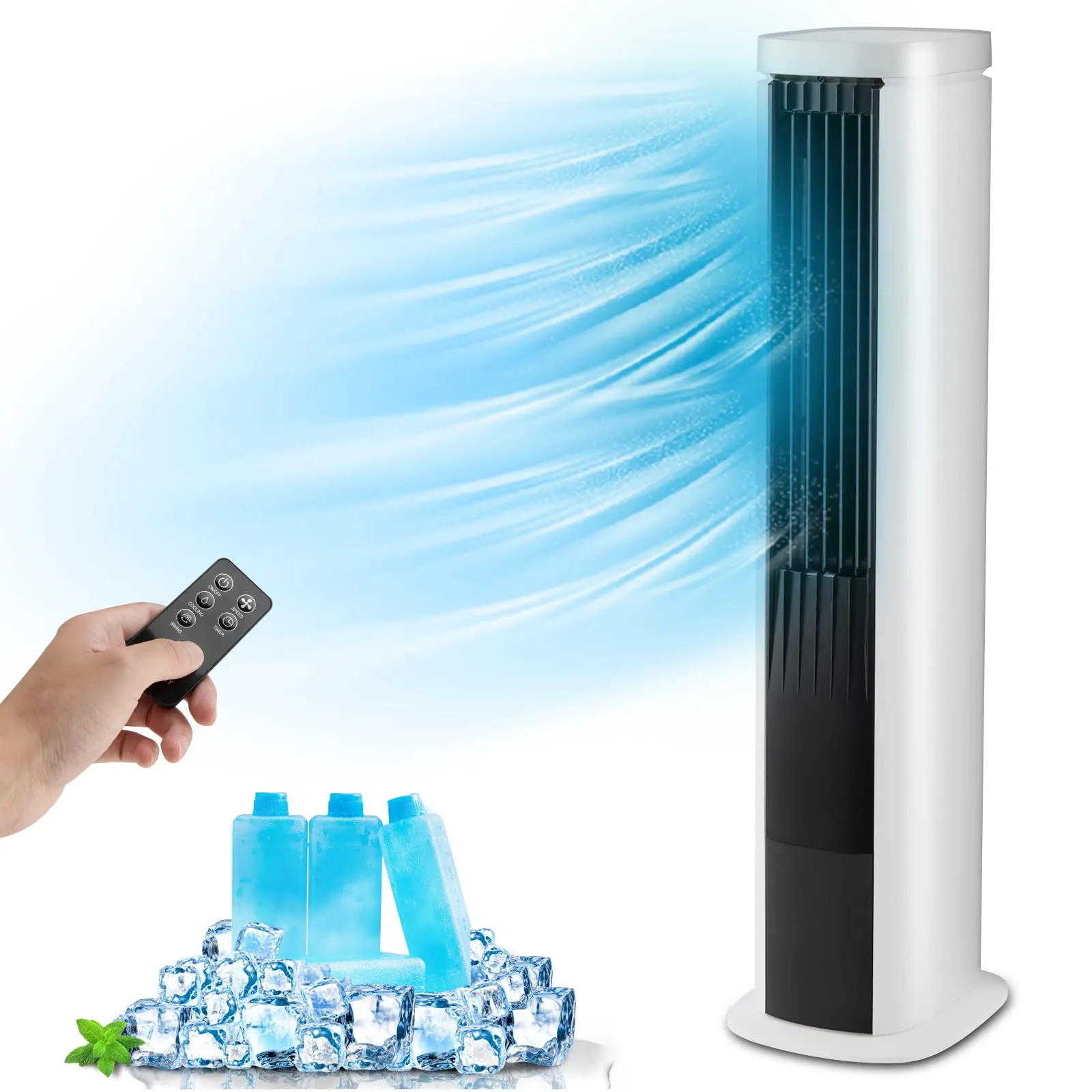 Tangkula Portable Evaporative Air Cooler for Room, 40-Inch Bladeless Cooling Tower Cooler with Remote Control