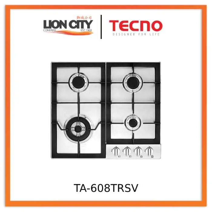 Tecno Uno TA 608 TRSV Stainless Steel Hob Stainless Steel 60cm, 4 Burner  (1x Triple Ring, 2 x Medium, 1 x Small)