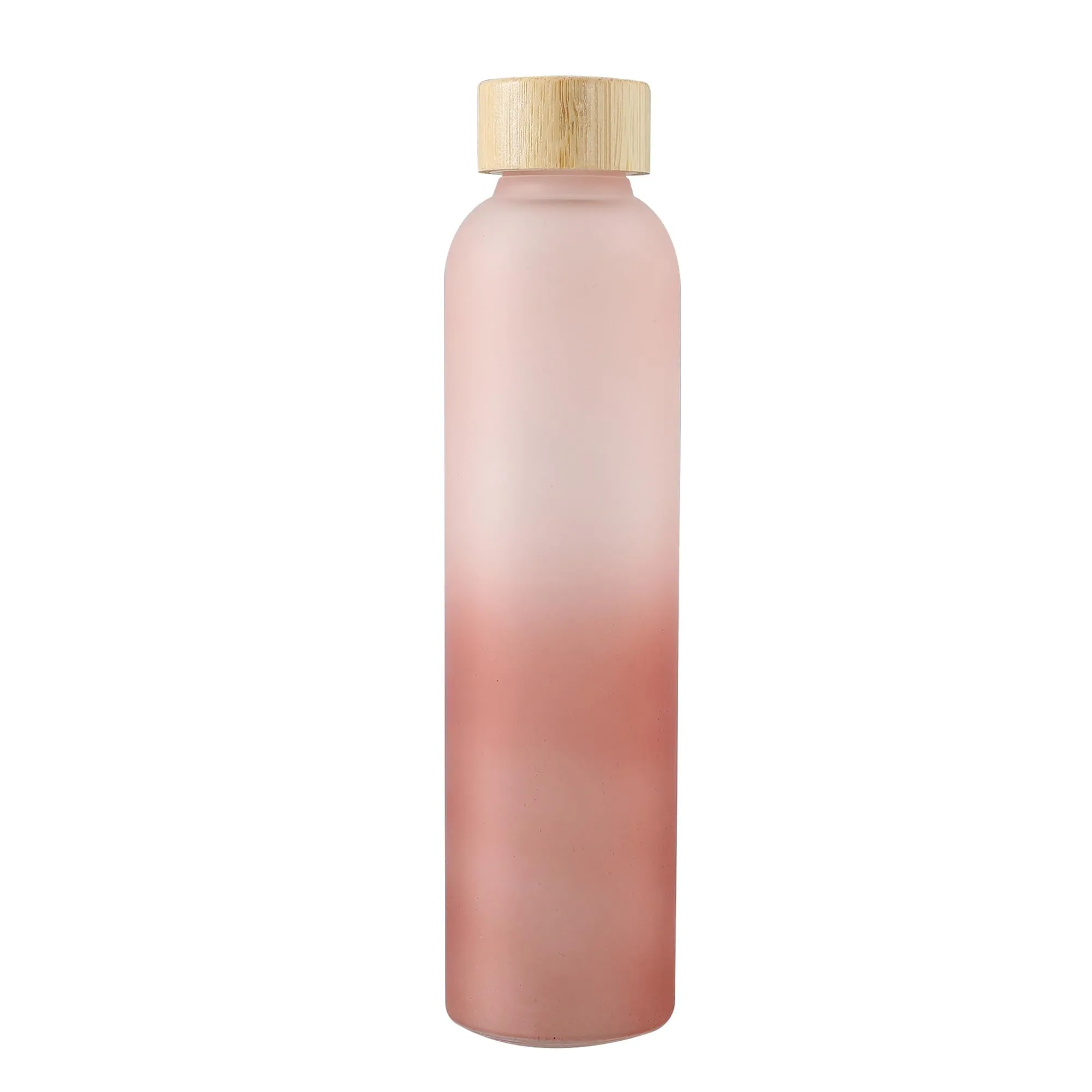 The Better Home Borosilicate Glass Water Bottle with Sleeve (500ml) | Bamboo Lid | Fridge Water Bottles for Men, Women (Light Pink-Dark Pink)