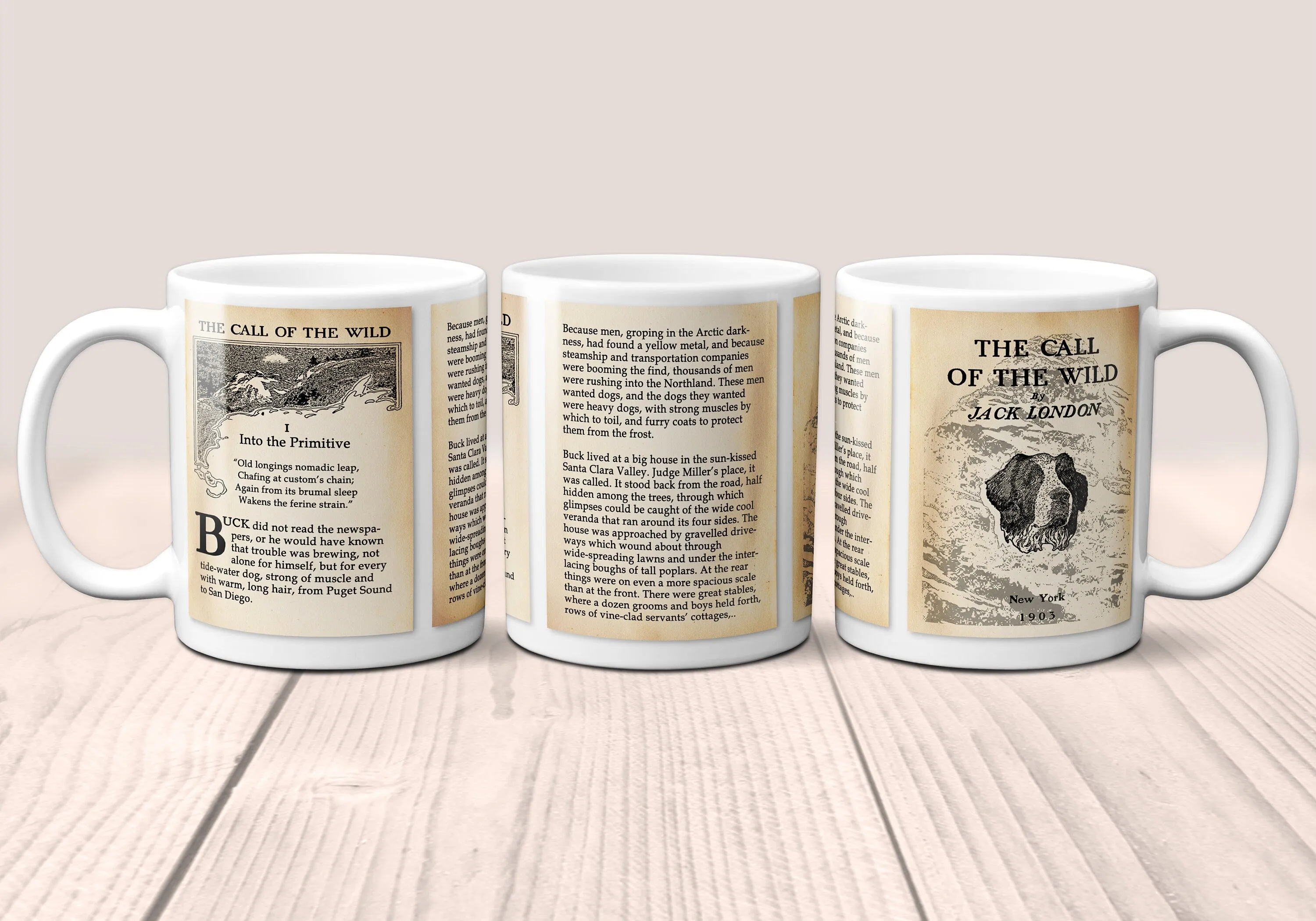 The Call of the Wild by Jack London Mug. Coffee Mug with "The Call of the Wild" book pages, Bookish Gift,Literary Mug, Librarian Gift