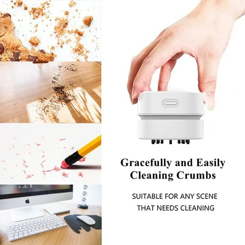 TRZLIFE Desk Vacuum Cleaner Upgraded Mini Table Vacuum Cleaner Mini Vac High Endurance Rechargeable Automatic Energy Saving Quiet Pick up Tiny Items Crumbs Flakes for Drawer Desktop Countertop