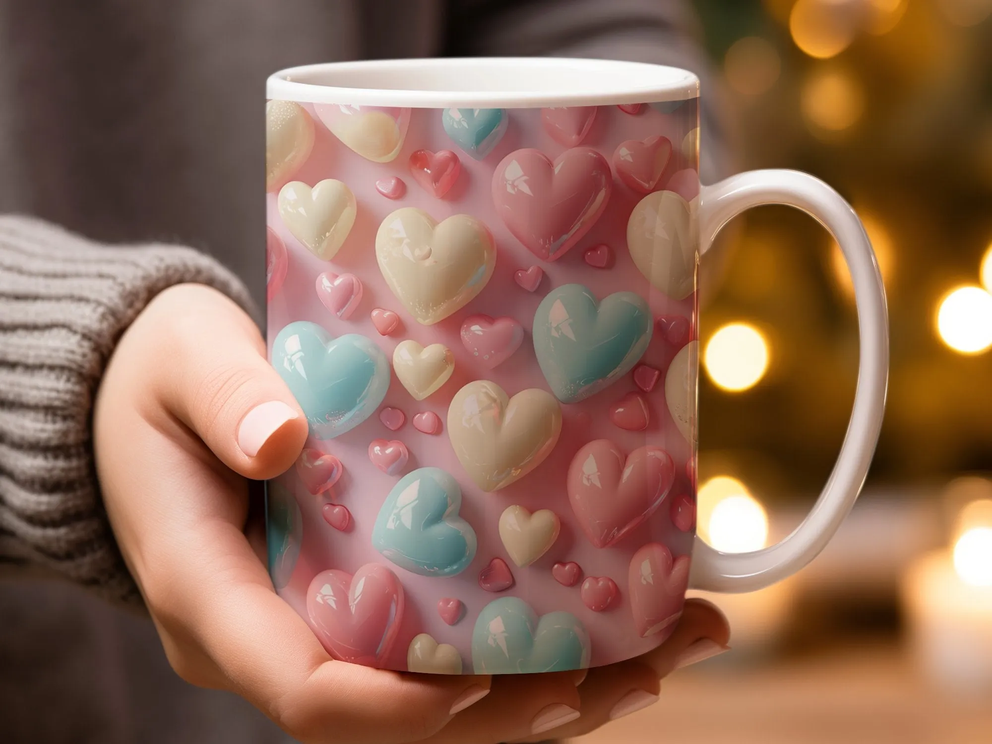 Valentine's Candy Hearts Coffee Mug, Valentines Coffee Mug, Valentine's Day Gift for Her, Cute Valentine's Day Gift Idea