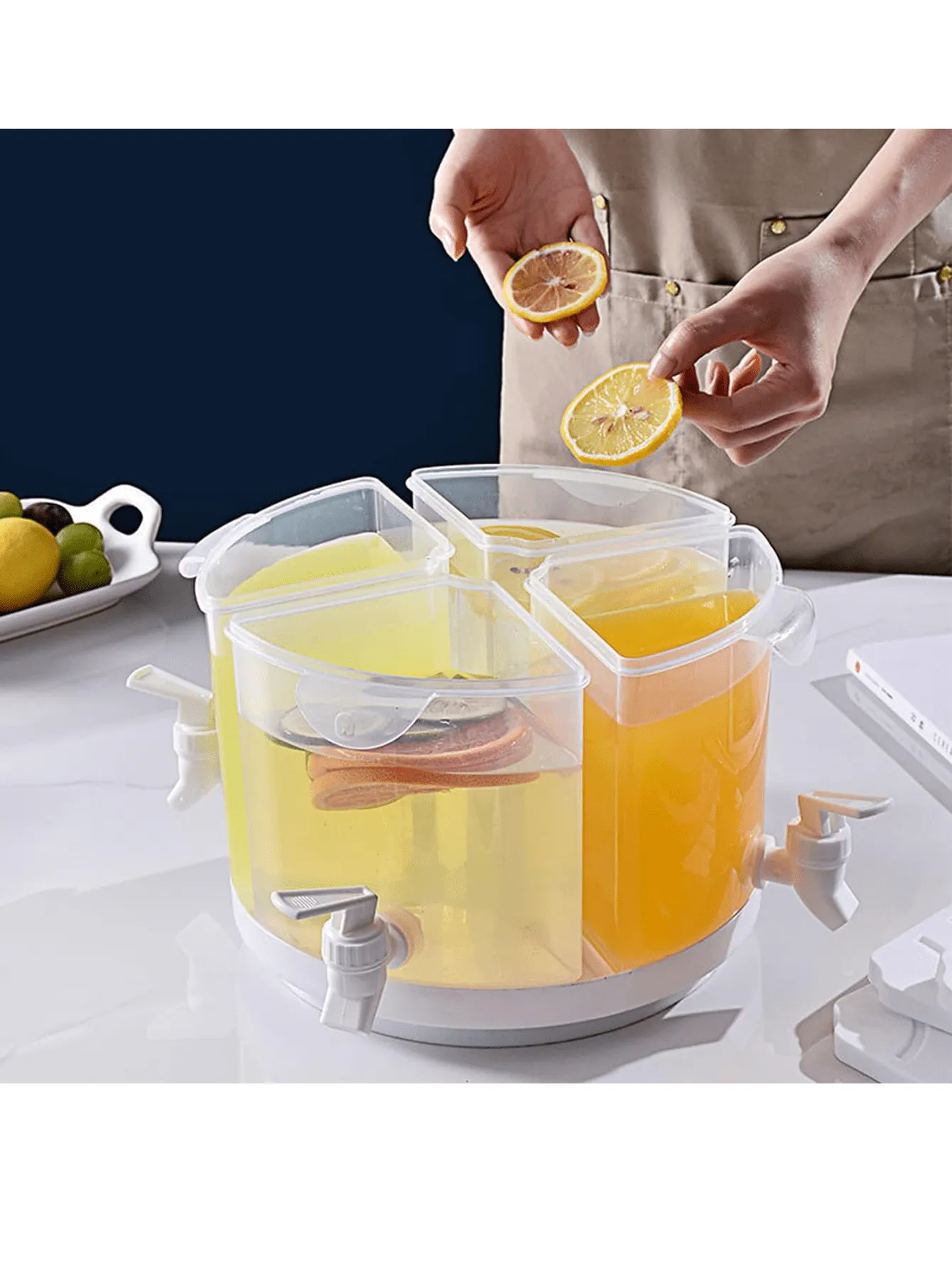 Versatile 5.5L Beverage Dispenser - Rotatable, Leak-Proof Design With Spigot - 4-Grid Juice Container, Ideal For Commercial Use And Home Entertaining