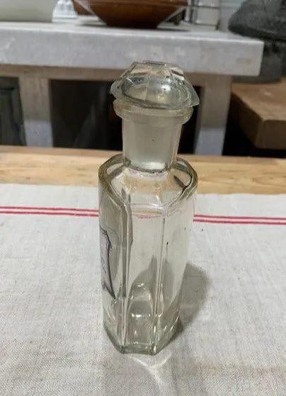 Vintage  Clear Pharmacy  Glass Bottle #5390