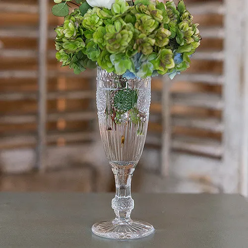 VINTAGE INSPIRED PRESSED GLASS FLUTE IN CLEAR