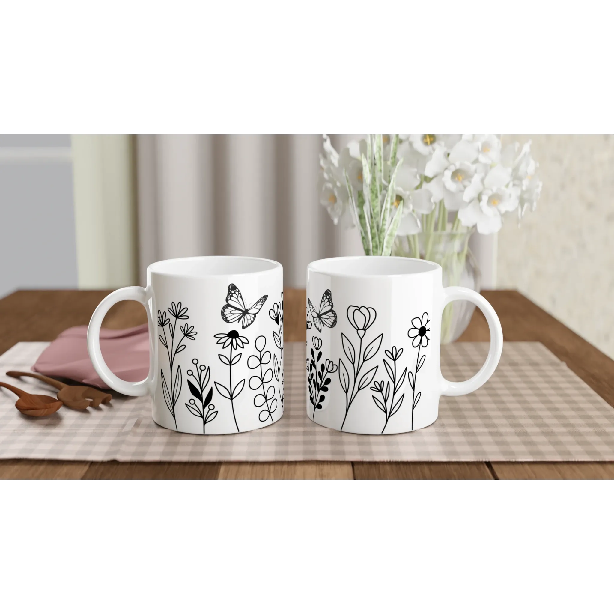 Wildflower Doodle Art Ceramic Mug