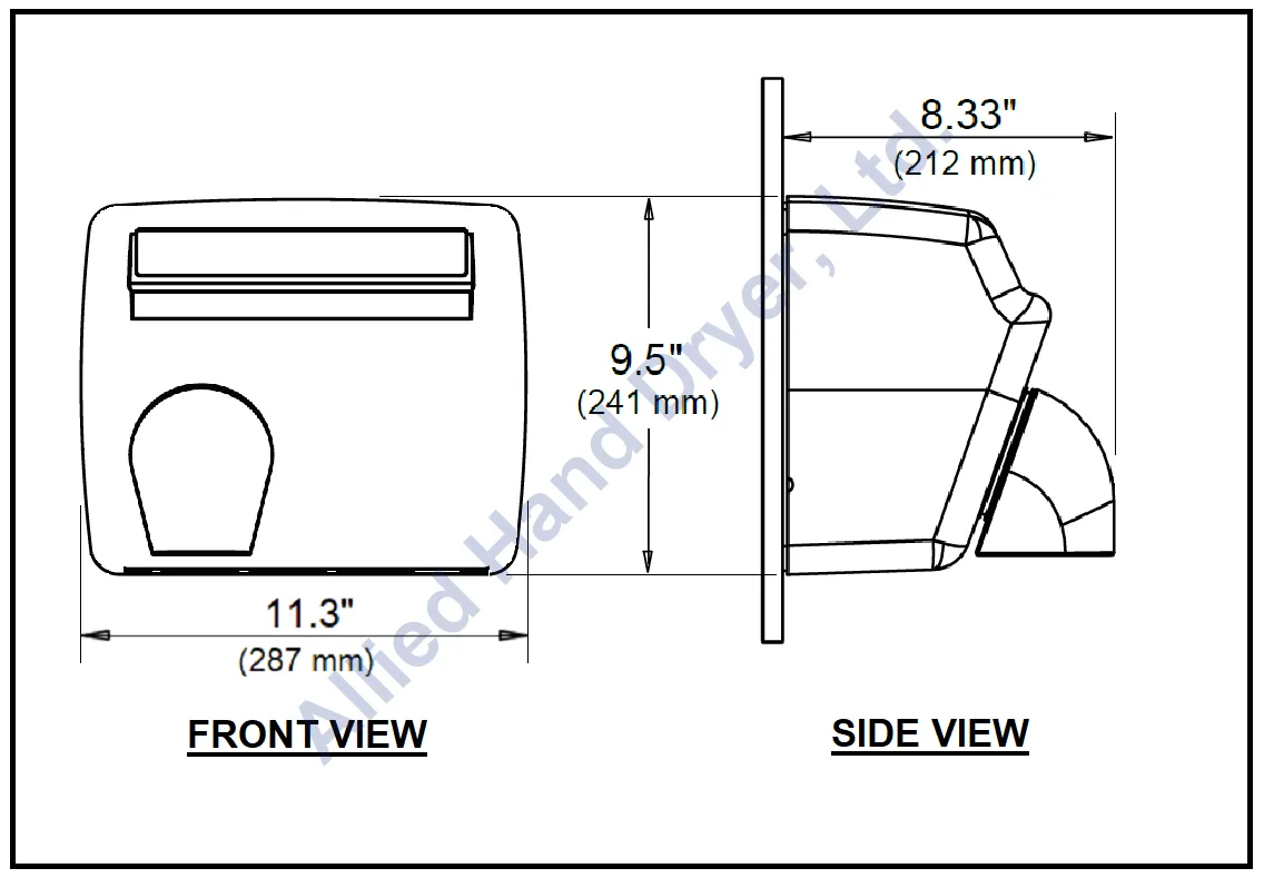 WORLD DRYER® DXM54-973 AirMax™ Series Hand Dryer - Brushed Stainless Steel High Speed Automatic Surface-Mounted(208V-240V)