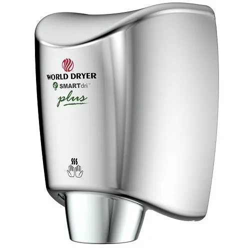 WORLD DRYER® K4-972P2 SMARTdri® Plus Hand Dryer - Polished (Bright) Stainless Steel Automatic Surface-Mounted (208V-240V)