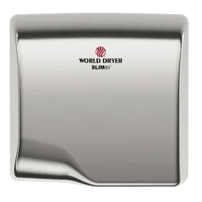 WORLD DRYER® L-973A SLIMdri® Hand Dryer - Automatic Brushed Stainless Steel Universal Voltage Surface-Mounted ADA Compliant