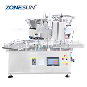 ZONESUN ZS-AFC20 Automatic Peristaltic Pump Aluminum Plastic Caps Bottles Glass Vial Filling Crimping Capping Machine