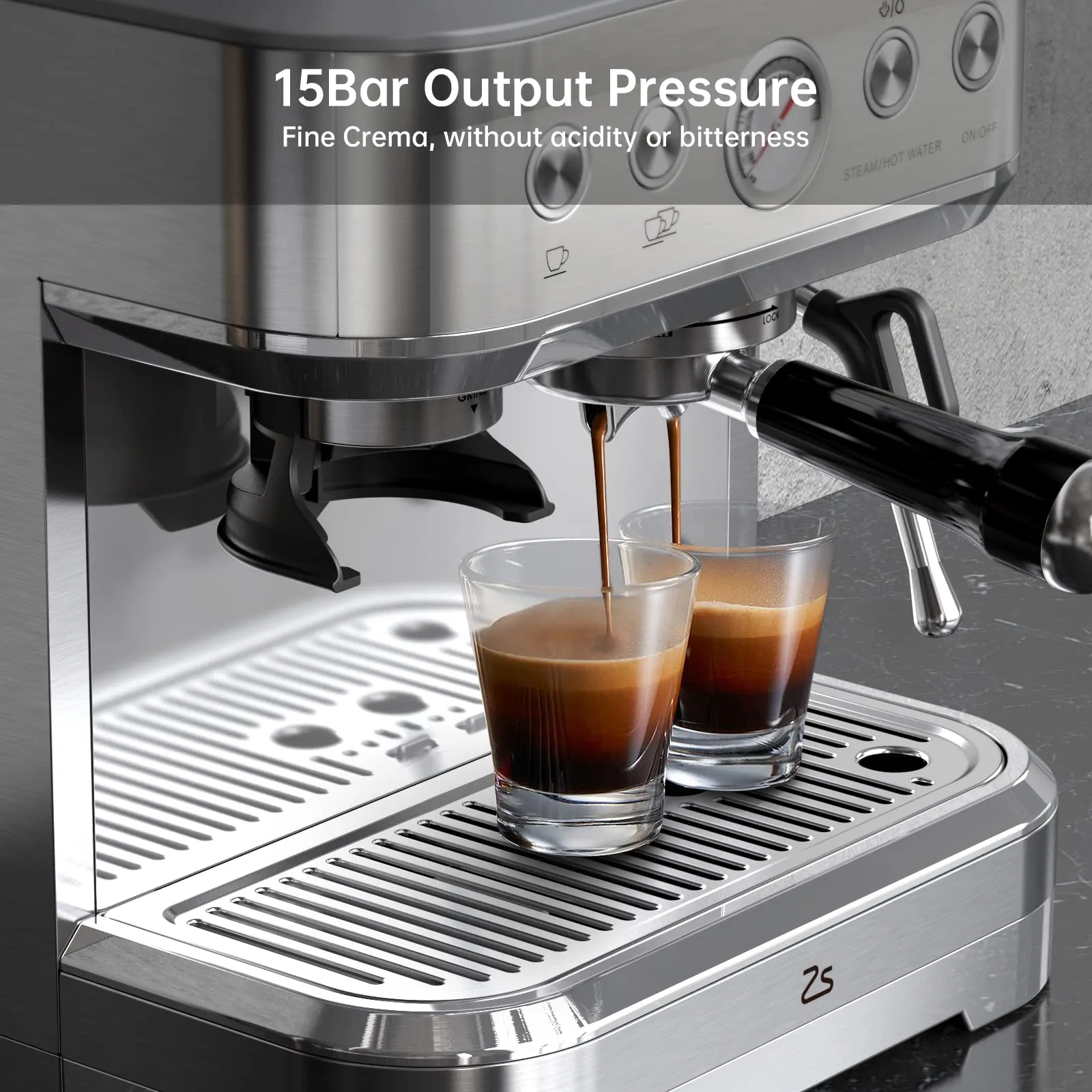 ZSTAR Espresso Machine with Milk Frother and Grinder 15 Bar Automatic Espresso Coffee Machine Coffee Maker